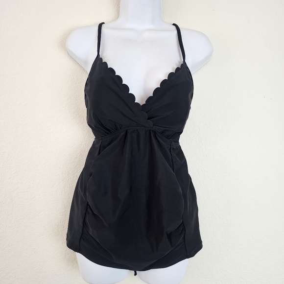 Motherhood Maternity BEACH BUMP salloped Tankini Top UPF 50+ BLACK - Picture 4 of 12